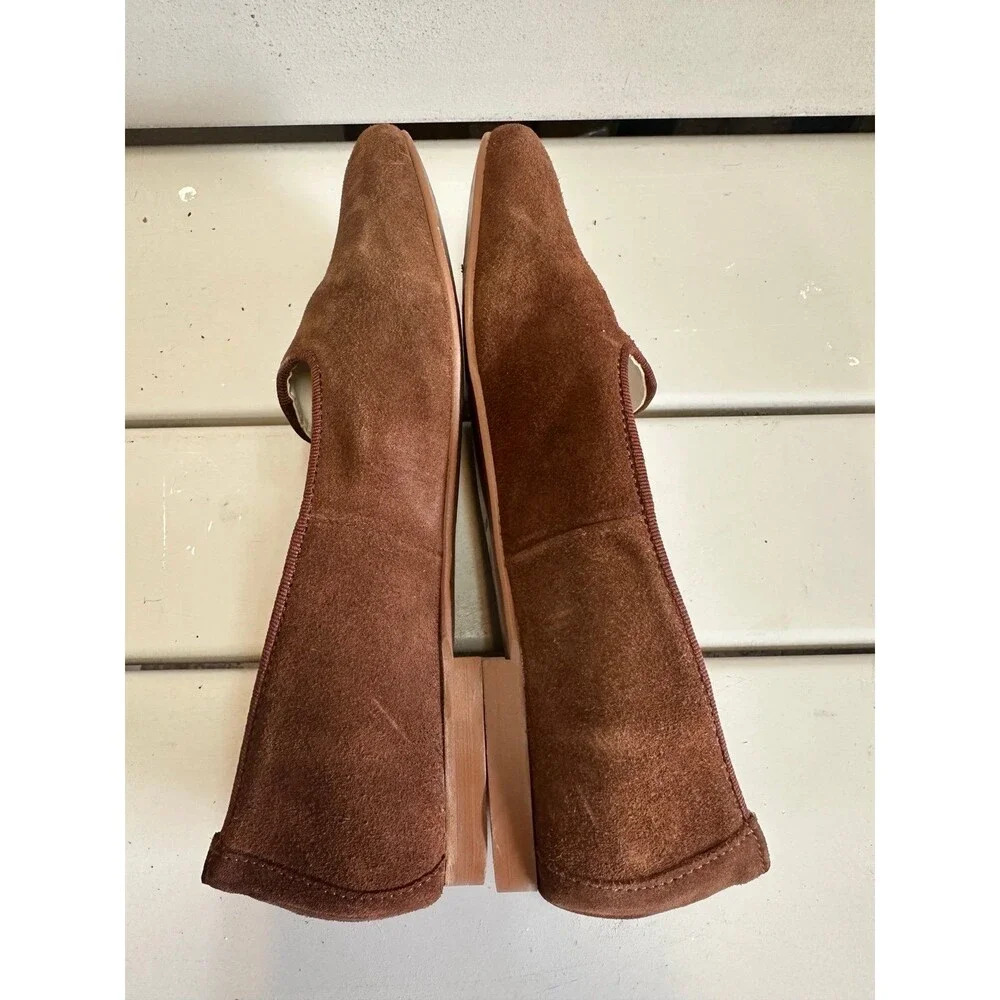 Helene Rouge Paris Quality Leather Suede Round Toe Slip On Ballet Flats 5.5